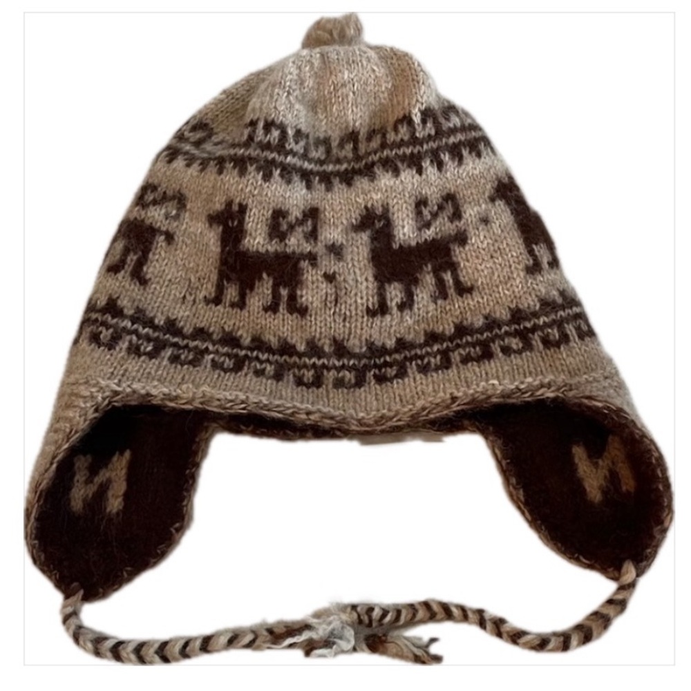 Andrean Chullo Hat - Brown and Cream Llama Earflap